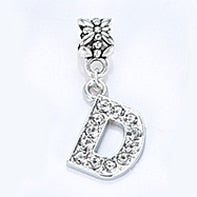 New Silver Plated Charm A-Z Bead Letter Alphabet Crystal Charms Pendant Beads Fit Pandora Bracelets Bangles DIY Women Jewelry B8