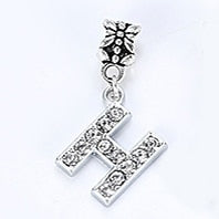 New Silver Plated Charm A-Z Bead Letter Alphabet Crystal Charms Pendant Beads Fit Pandora Bracelets Bangles DIY Women Jewelry B8
