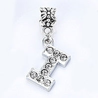 New Silver Plated Charm A-Z Bead Letter Alphabet Crystal Charms Pendant Beads Fit Pandora Bracelets Bangles DIY Women Jewelry B8