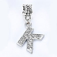 New Silver Plated Charm A-Z Bead Letter Alphabet Crystal Charms Pendant Beads Fit Pandora Bracelets Bangles DIY Women Jewelry B8