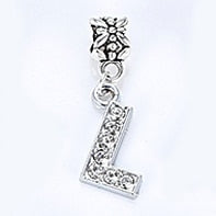 New Silver Plated Charm A-Z Bead Letter Alphabet Crystal Charms Pendant Beads Fit Pandora Bracelets Bangles DIY Women Jewelry B8