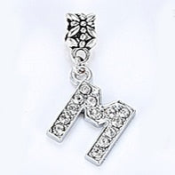 New Silver Plated Charm A-Z Bead Letter Alphabet Crystal Charms Pendant Beads Fit Pandora Bracelets Bangles DIY Women Jewelry B8
