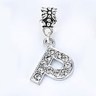 New Silver Plated Charm A-Z Bead Letter Alphabet Crystal Charms Pendant Beads Fit Pandora Bracelets Bangles DIY Women Jewelry B8