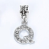 New Silver Plated Charm A-Z Bead Letter Alphabet Crystal Charms Pendant Beads Fit Pandora Bracelets Bangles DIY Women Jewelry B8