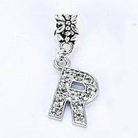 New Silver Plated Charm A-Z Bead Letter Alphabet Crystal Charms Pendant Beads Fit Pandora Bracelets Bangles DIY Women Jewelry B8