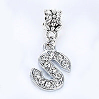 New Silver Plated Charm A-Z Bead Letter Alphabet Crystal Charms Pendant Beads Fit Pandora Bracelets Bangles DIY Women Jewelry B8