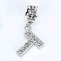 New Silver Plated Charm A-Z Bead Letter Alphabet Crystal Charms Pendant Beads Fit Pandora Bracelets Bangles DIY Women Jewelry B8