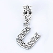 New Silver Plated Charm A-Z Bead Letter Alphabet Crystal Charms Pendant Beads Fit Pandora Bracelets Bangles DIY Women Jewelry B8