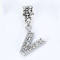 New Silver Plated Charm A-Z Bead Letter Alphabet Crystal Charms Pendant Beads Fit Pandora Bracelets Bangles DIY Women Jewelry B8
