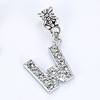 New Silver Plated Charm A-Z Bead Letter Alphabet Crystal Charms Pendant Beads Fit Pandora Bracelets Bangles DIY Women Jewelry B8