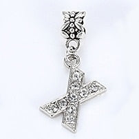 New Silver Plated Charm A-Z Bead Letter Alphabet Crystal Charms Pendant Beads Fit Pandora Bracelets Bangles DIY Women Jewelry B8