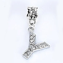 New Silver Plated Charm A-Z Bead Letter Alphabet Crystal Charms Pendant Beads Fit Pandora Bracelets Bangles DIY Women Jewelry B8