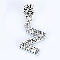 New Silver Plated Charm A-Z Bead Letter Alphabet Crystal Charms Pendant Beads Fit Pandora Bracelets Bangles DIY Women Jewelry B8