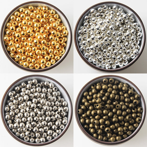 Gold/Silver/Bronze/Silver Tone Metal Beads Smooth Ball Spacer Beads For Jewelry Making 2/2.5/3/4/5/6/8/10mm Jewelry Findings Diy