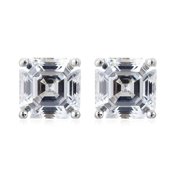AINUOSHI Brand Sparkling Square Stud Earring Asscher Cut Sona Diamond Pure 925 Sterling Silver Shining Earring Lady Jewelry Gift