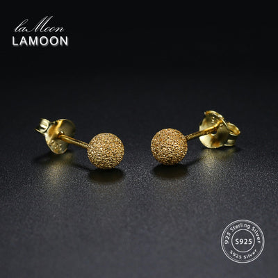 LAMOON 2018 NewFashion 3MM Ball Shaped 100% Real 925-Sterling-Silver Stud Earrings S925 Fine Jewelry For Women Girl Gift LMEY176