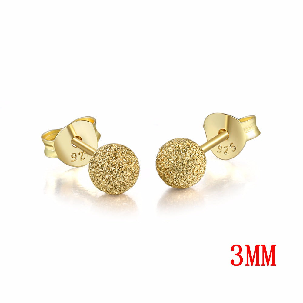 LAMOON 2018 NewFashion 3MM Ball Shaped 100% Real 925-Sterling-Silver Stud Earrings S925 Fine Jewelry For Women Girl Gift LMEY176