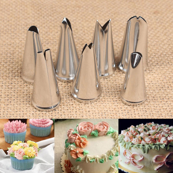 Cake Decorating 7 Pcs/lot  Metal Stainless Steel Decorating Tip Set Leaves Cream Icing Piping Nozzles Cupcake Pastry Tools