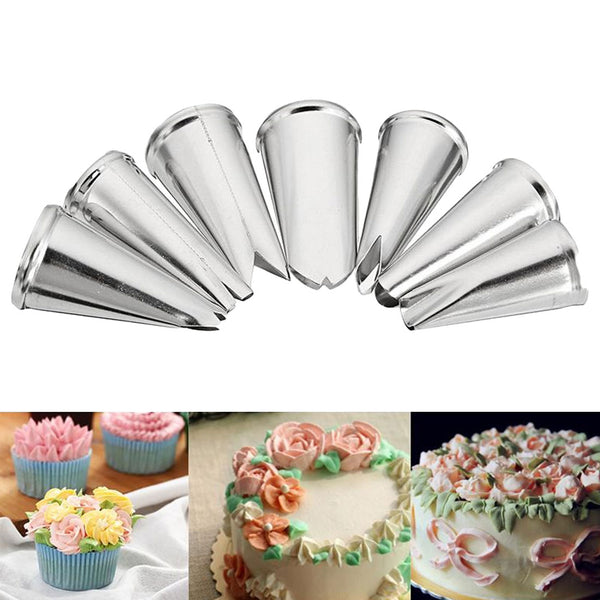 Cake Decorating 7 Pcs/lot  Metal Stainless Steel Decorating Tip Set Leaves Cream Icing Piping Nozzles Cupcake Pastry Tools