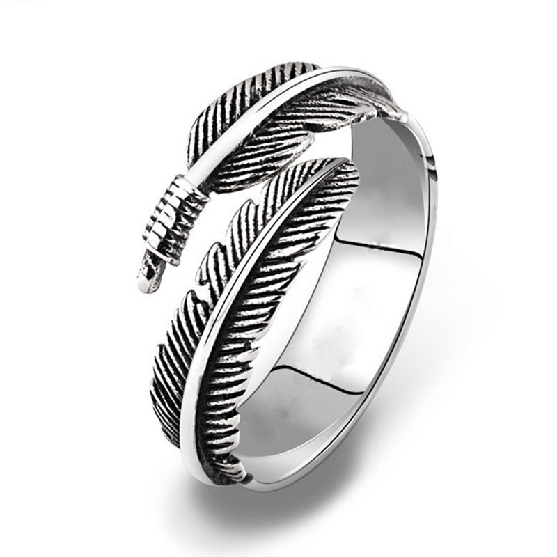 Resizable Men Exquisite Women 1PC New Graceful Couple's Alloy Retro Allergy Free Adjustable Silvery Feathers Hot Sale