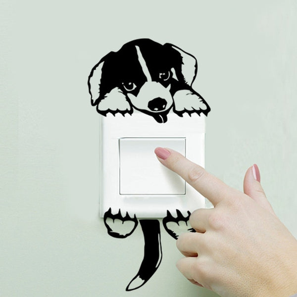 XXYYZZ DIY Funny Cute Sleeping Cat Dog Switch Stickers Wall Stickers Decal Home Decoration Bedroom Living Room Parlor Decoration