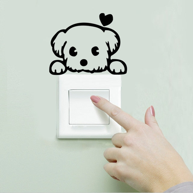XXYYZZ DIY Funny Cute Sleeping Cat Dog Switch Stickers Wall Stickers Decal Home Decoration Bedroom Living Room Parlor Decoration
