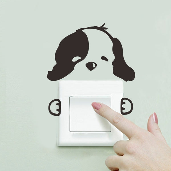 XXYYZZ DIY Funny Cute Sleeping Cat Dog Switch Stickers Wall Stickers Decal Home Decoration Bedroom Living Room Parlor Decoration