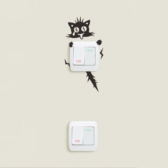 XXYYZZ DIY Funny Cute Sleeping Cat Dog Switch Stickers Wall Stickers Decal Home Decoration Bedroom Living Room Parlor Decoration