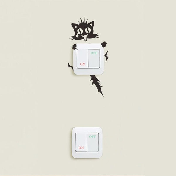 XXYYZZ DIY Funny Cute Sleeping Cat Dog Switch Stickers Wall Stickers Decal Home Decoration Bedroom Living Room Parlor Decoration