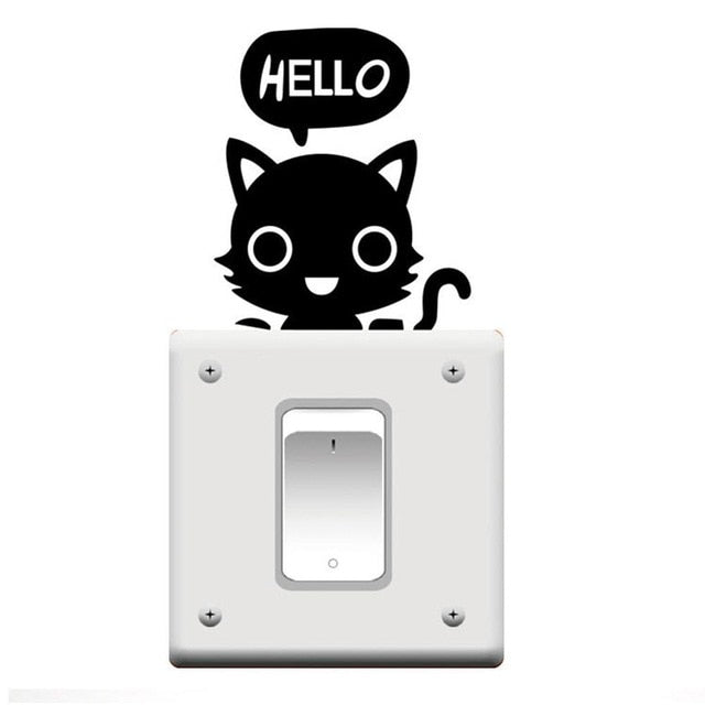 XXYYZZ DIY Funny Cute Sleeping Cat Dog Switch Stickers Wall Stickers Decal Home Decoration Bedroom Living Room Parlor Decoration