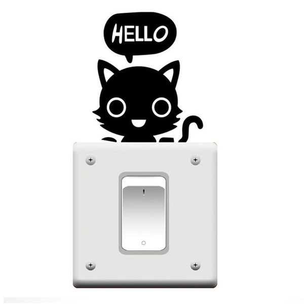 XXYYZZ DIY Funny Cute Sleeping Cat Dog Switch Stickers Wall Stickers Decal Home Decoration Bedroom Living Room Parlor Decoration
