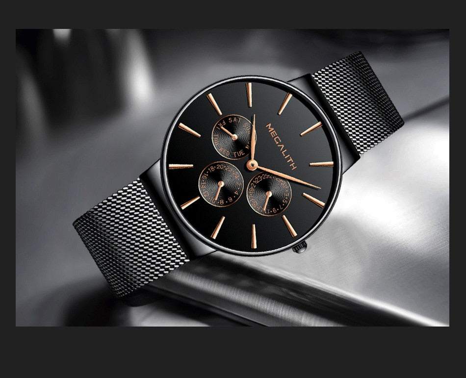MEGALITH Mens Watches Top Brand Luxury Waterproof Wrist Watches Ultra Thin Date Simple Casual Quartz Watch For Men Sports Clock