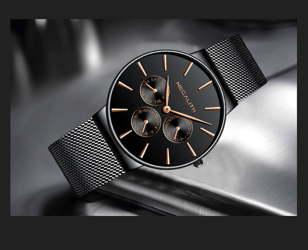 MEGALITH Mens Watches Top Brand Luxury Waterproof Wrist Watches Ultra Thin Date Simple Casual Quartz Watch For Men Sports Clock