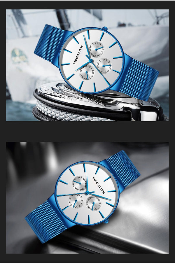MEGALITH Mens Watches Top Brand Luxury Waterproof Wrist Watches Ultra Thin Date Simple Casual Quartz Watch For Men Sports Clock