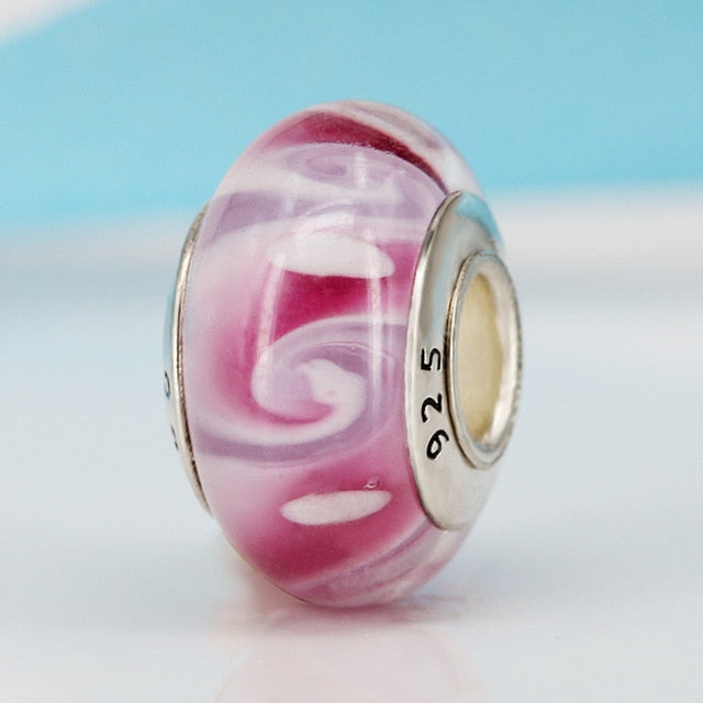 2018 Free Shipping European Colorful Lampwork Glass Beads Murano Aolly Charm Bead Fit Pandora For Girl DIY Bracelets & Bangles