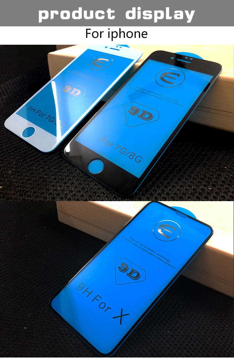 9D protective glass for iPhone 6 6S 7 8 plus X glass on iphone 7 6 8 X R XS MAX screen protector iPhone 7 6 screen protection XR