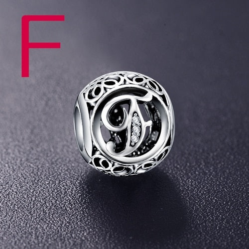 Dropshipping ANFASNI Real 925 Sterling Silver Vintage Clear Letter Bead Charms Fit Pandora Women Charm Bracelets Silver Jewelry