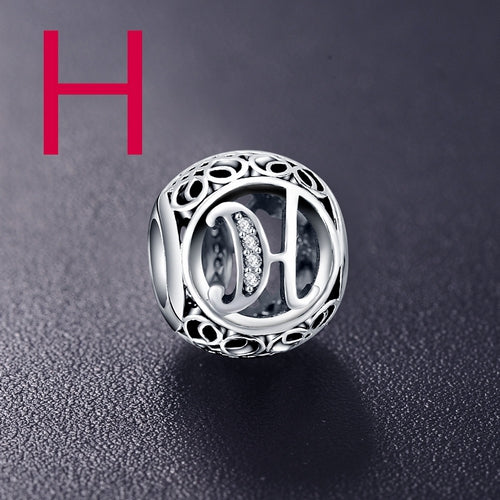 Dropshipping ANFASNI Real 925 Sterling Silver Vintage Clear Letter Bead Charms Fit Pandora Women Charm Bracelets Silver Jewelry