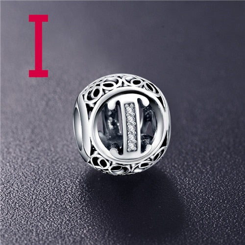 Dropshipping ANFASNI Real 925 Sterling Silver Vintage Clear Letter Bead Charms Fit Pandora Women Charm Bracelets Silver Jewelry
