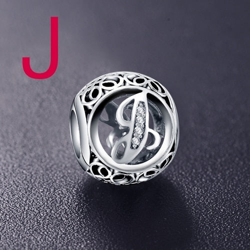 Dropshipping ANFASNI Real 925 Sterling Silver Vintage Clear Letter Bead Charms Fit Pandora Women Charm Bracelets Silver Jewelry
