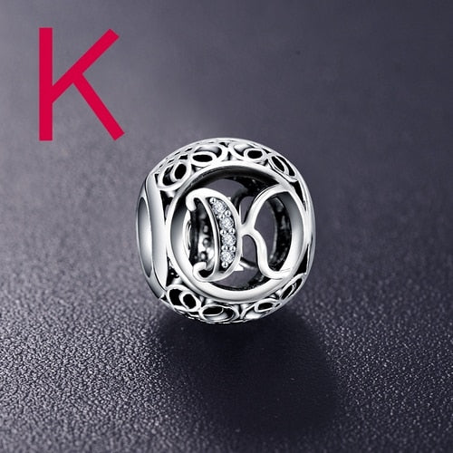 Dropshipping ANFASNI Real 925 Sterling Silver Vintage Clear Letter Bead Charms Fit Pandora Women Charm Bracelets Silver Jewelry