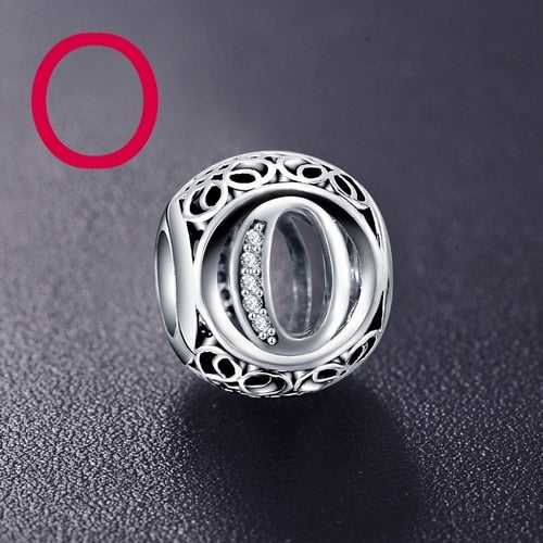 Dropshipping ANFASNI Real 925 Sterling Silver Vintage Clear Letter Bead Charms Fit Pandora Women Charm Bracelets Silver Jewelry