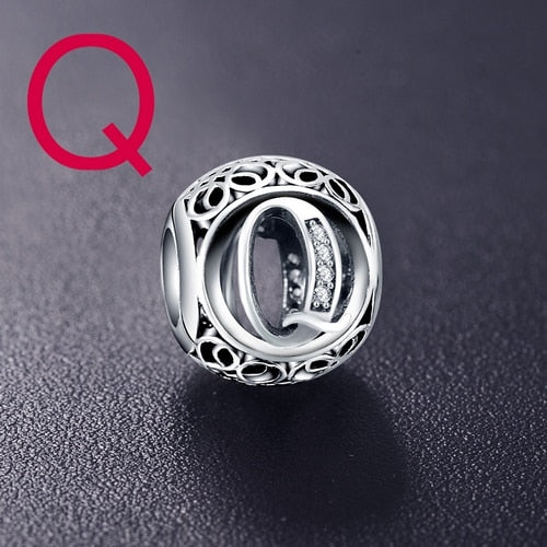 Dropshipping ANFASNI Real 925 Sterling Silver Vintage Clear Letter Bead Charms Fit Pandora Women Charm Bracelets Silver Jewelry