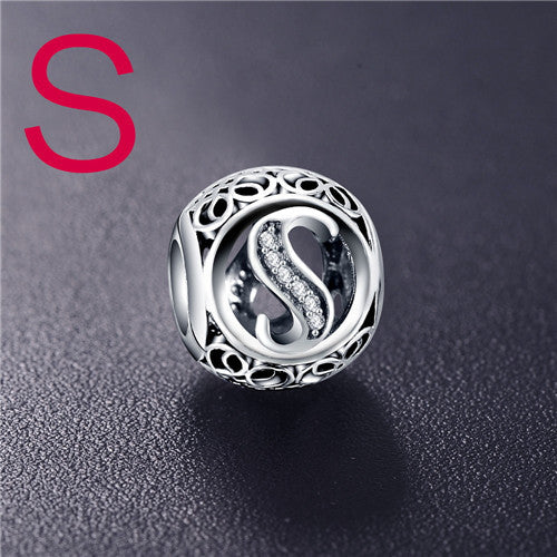 Dropshipping ANFASNI Real 925 Sterling Silver Vintage Clear Letter Bead Charms Fit Pandora Women Charm Bracelets Silver Jewelry