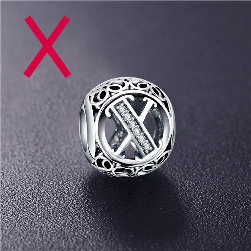 Dropshipping ANFASNI Real 925 Sterling Silver Vintage Clear Letter Bead Charms Fit Pandora Women Charm Bracelets Silver Jewelry
