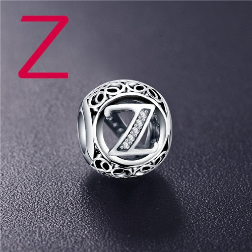 Dropshipping ANFASNI Real 925 Sterling Silver Vintage Clear Letter Bead Charms Fit Pandora Women Charm Bracelets Silver Jewelry
