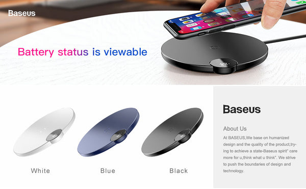 Baseus LED Qi Wireless Charger For iPhone Xs Max XR X 8 10W Fast Wirless Wireless Charging Pad For Samsung S9 S8 Xiaomi MIX 3 2s