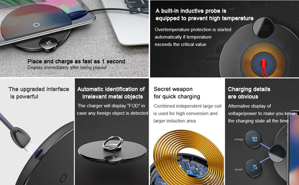 Baseus LED Qi Wireless Charger For iPhone Xs Max XR X 8 10W Fast Wirless Wireless Charging Pad For Samsung S9 S8 Xiaomi MIX 3 2s