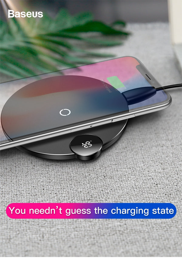 Baseus LED Qi Wireless Charger For iPhone Xs Max XR X 8 10W Fast Wirless Wireless Charging Pad For Samsung S9 S8 Xiaomi MIX 3 2s