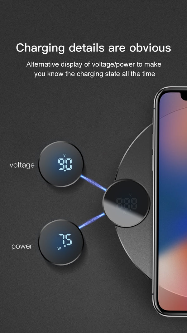 Baseus LED Qi Wireless Charger For iPhone Xs Max XR X 8 10W Fast Wirless Wireless Charging Pad For Samsung S9 S8 Xiaomi MIX 3 2s